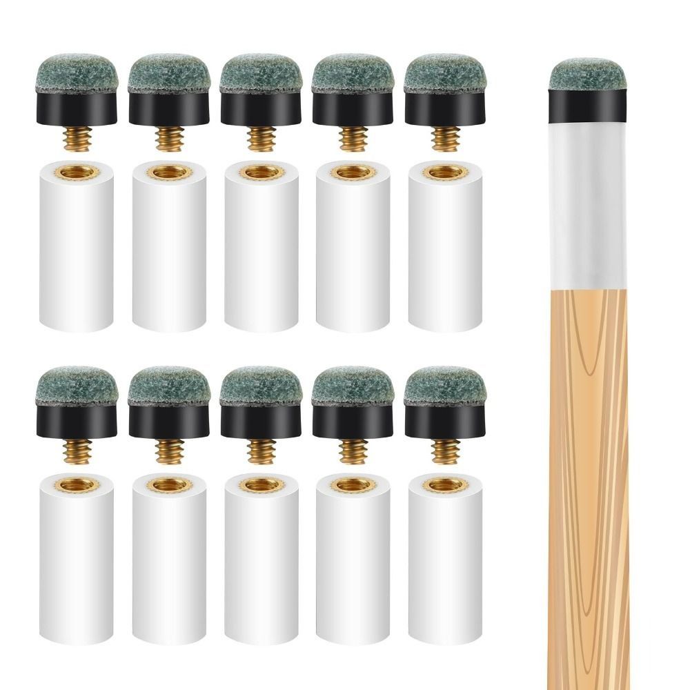 10 Sets Brass Screw Pool Cue Stick Tips 12mm/13mm Billiards Head Cover Snooker Supplies