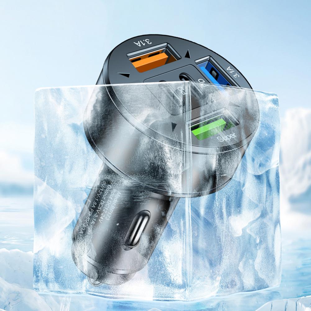 100W 5 Ports Car Charger with Voltage QC3.0 Super Fast Charger 12V-24V Cigarette Lighter Car Phone Charger for Phone Tablet