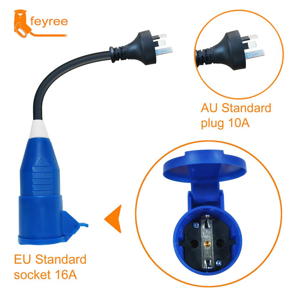 Feyree EV Charger Adapter for Type2 16A 3.5KW 1Phase Multiple Plug Connector with Power Supply Side EVSE for Electric Car Charge