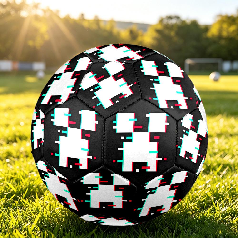 Minecraft Printed Size 5 Standard Football, Waterproof PU Training Soccer Ball for Outdoor Sports