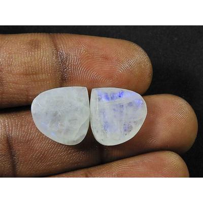 15X15MM натуральный радужный лунный камень грушевидной формы с двухсторонней гранью драгоценный камень 2 шт. лот RML-884