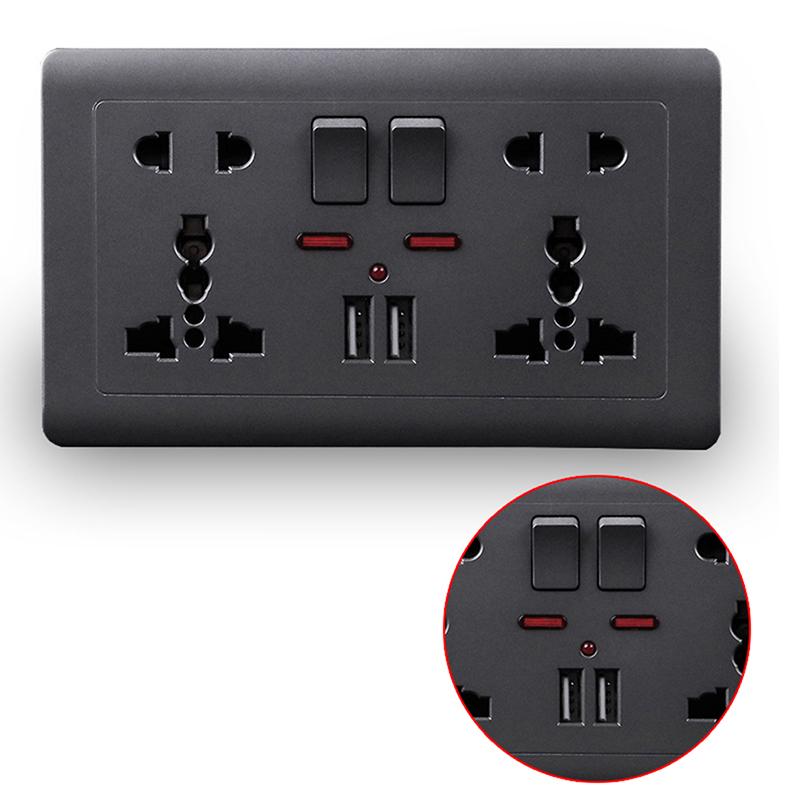 Стандартная розетка Usb ЕС, серая встроенная настенная розетка