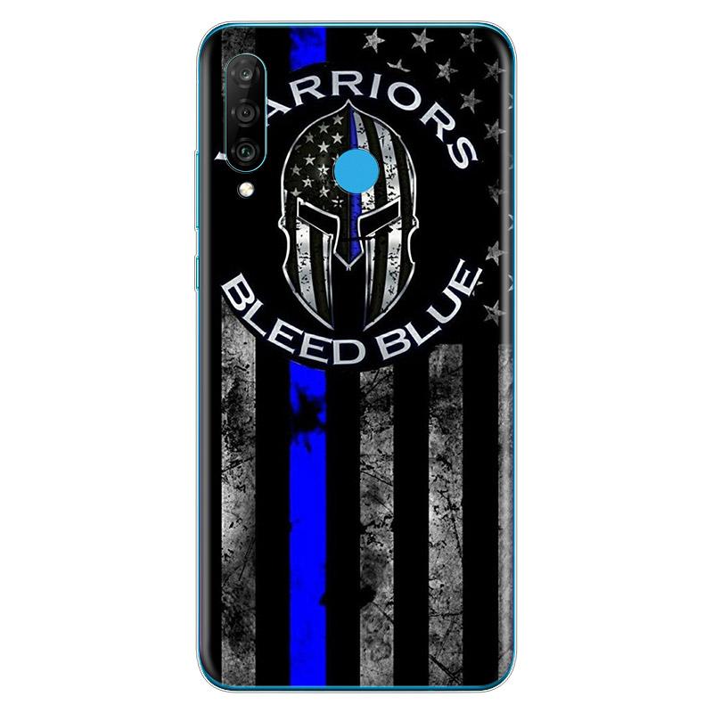 Thin Blue Line American Flag Soft TPU Silicone Cover For Huawei P40 P30 P20 Pro P10 P9 P8 Lite E Plus 2019 2017 Phone Case