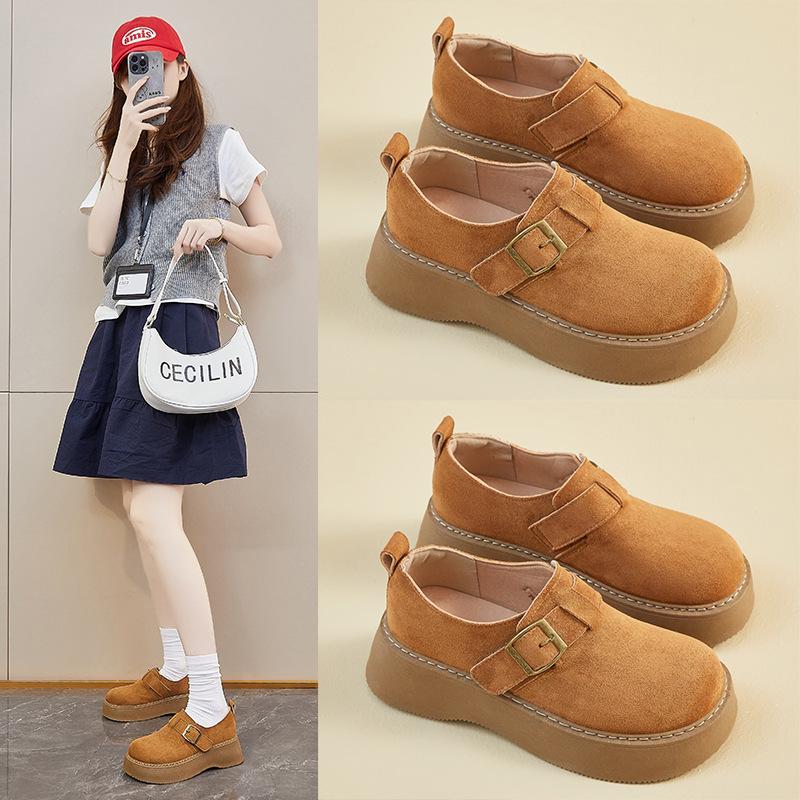 Осенне-зимние Birkenstocks на толстой подошве, новые повседневные теплые хлопковые туфли на подошве-кексе