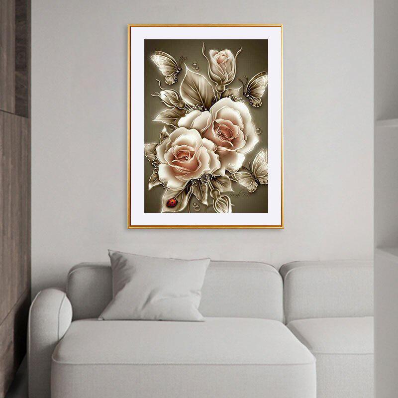 Diamond Painting Embroidery Rose Flower Handmade Diamond Painting Embroidery Mosaic Cross Embroidery