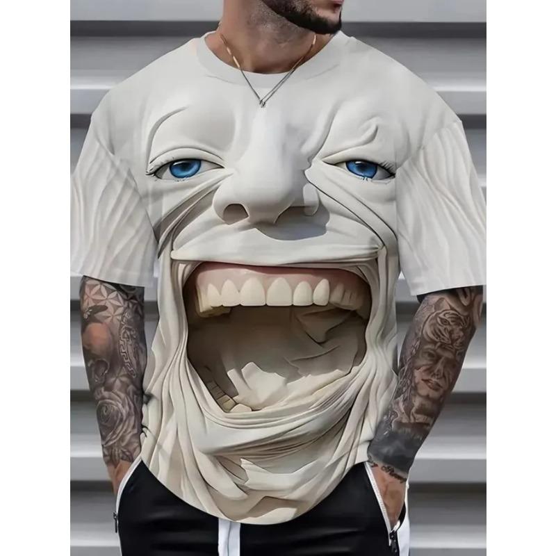 Мужская мода 3D-печать Мужская футболка Круглый вырез Короткий рукав Модный уличный стиль