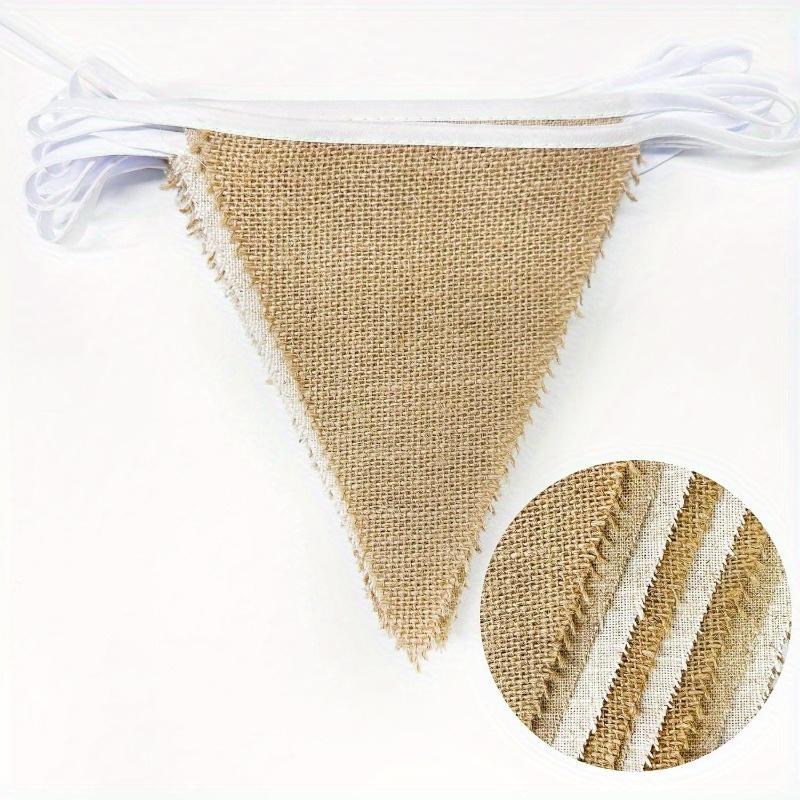 3.6M Burlap Triangle Pennant Flag Linen Bunting Garland Streamers for Birthday Wedding Engagement Camping Rustic Graduation Party Decorations