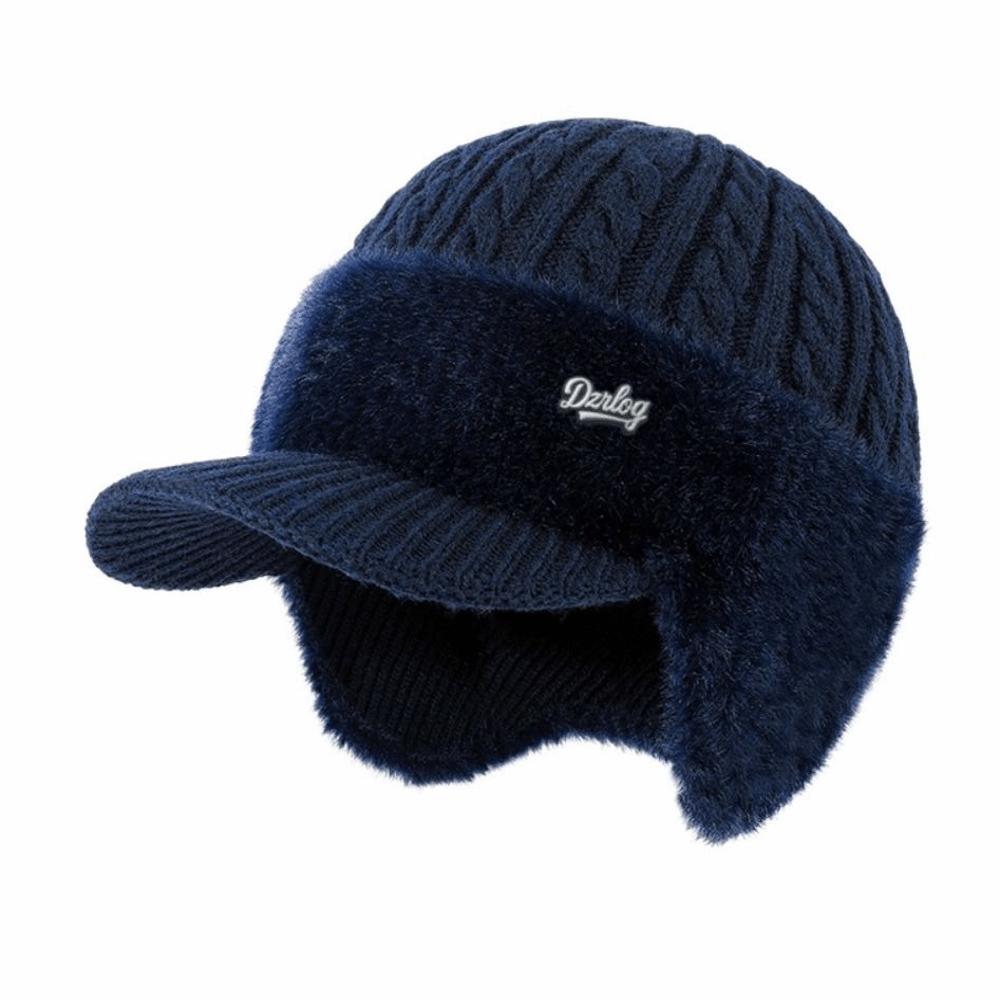 Удобная Толстая Теплая Зимняя Термошапка С Ушками Ветрозащитная Вязаная Шапка Эластичность Шапка для Пожилых Папа Дедушка