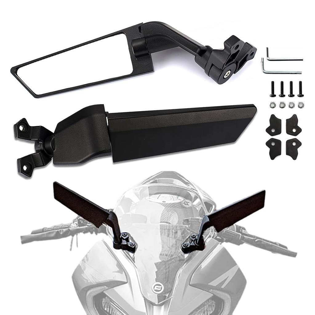 RACEAST Motorcycle Adjustable Rotating Side Wing Stealth Left and Right Aluminum Alloy Durable and Compatible with CBR and GSX1300R Spacing Mirrors,