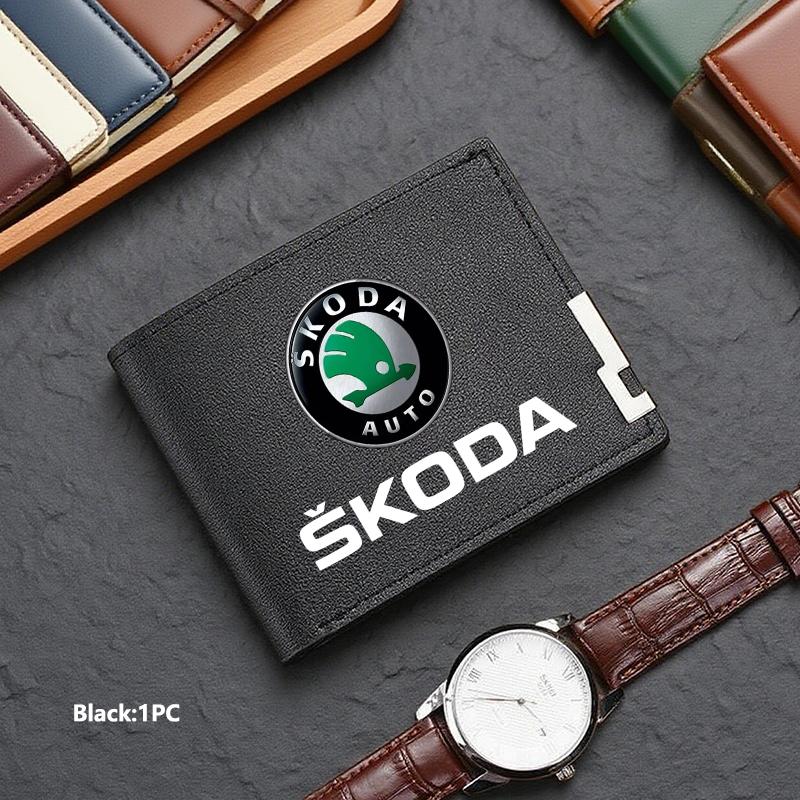 TTJJ2 Men Wallet ID Credit Card Holder License Bag Gift Accessories For Skoda S Kodiaq Octavia 2 3 Yeti Karoq Rapid Fabia VII VRS