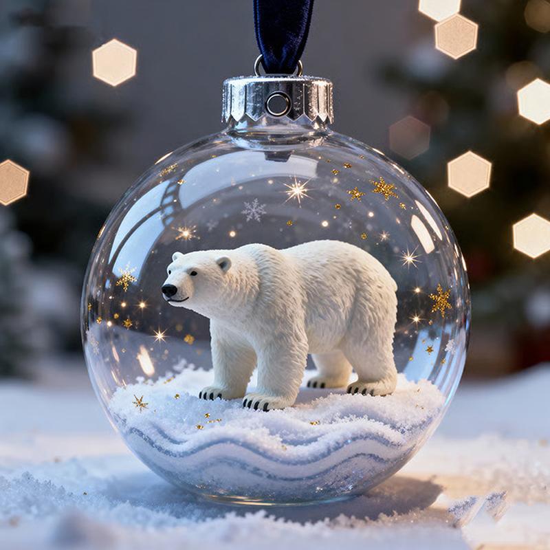 8CM Transparent Acrylic Ball Cardinal/Hummingbird Pattern Creative Tree Decoration Hanging Pendant For Home+