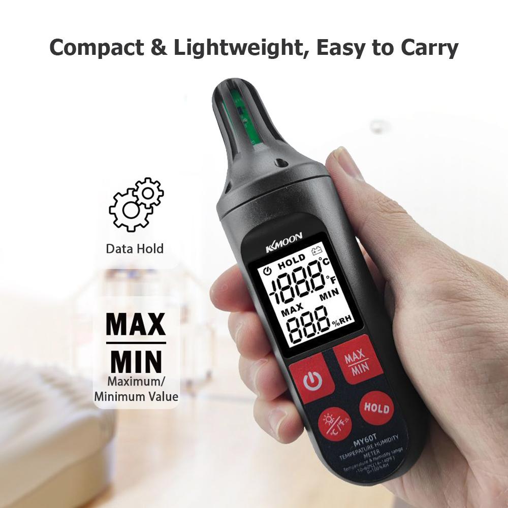 Kkmoon MY60T Измеритель температуры и влажности ЖК-дисплей Цифровой монитор температуры и влажности с подсветкой в ​​режиме реального времени/