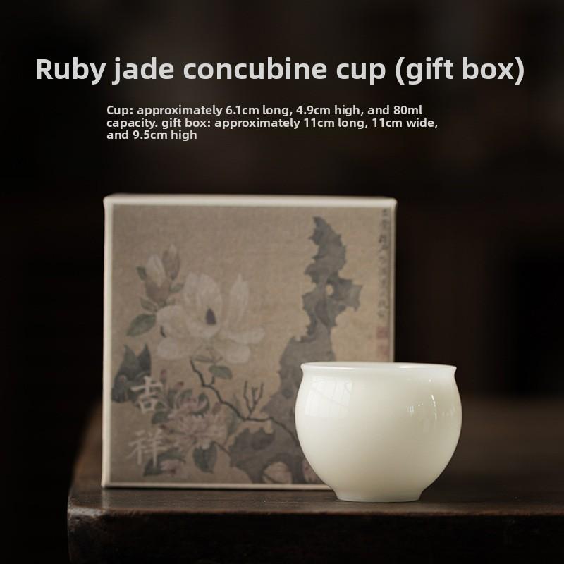Pure Jade Porcelain Bamboo Joint Teacup Luxury Tea Bowl Water Jug Tea-tasting Smelling Cup Chazhan Master Cups Teaset Ornaments