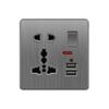 Большая наклонная пластина в скандинавском стиле, серая, 13 А, электрическая розетка британского стандарта, универсальная настенная двойная розетка с портом USB 2.1 А