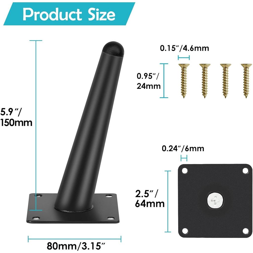 Комплект из 4 ножек для мебели, 20 см конические наклонные / вертикальные ножки для мебели, сменные ножки для шкафа, ножки для дивана