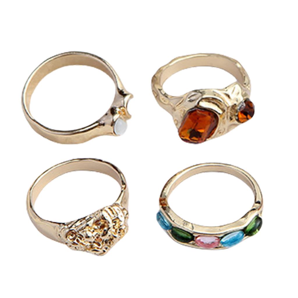 4pcs Colorful Resin Finger Rings Jewelry Set Versatile Resin Rings Set Finger Accessory For Enhancing Any Outfit