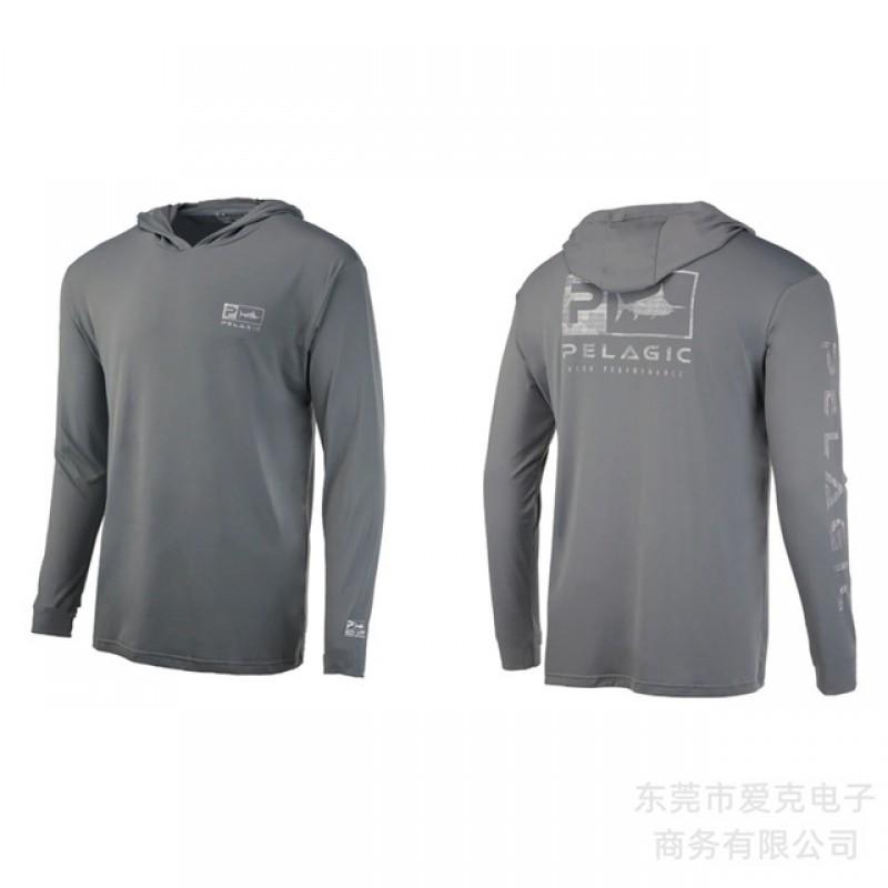 Mens Hooded Quick-Dry Fishing Shirt Outdoor Breathable Sun Protection Top Pelagic Angling Wear
