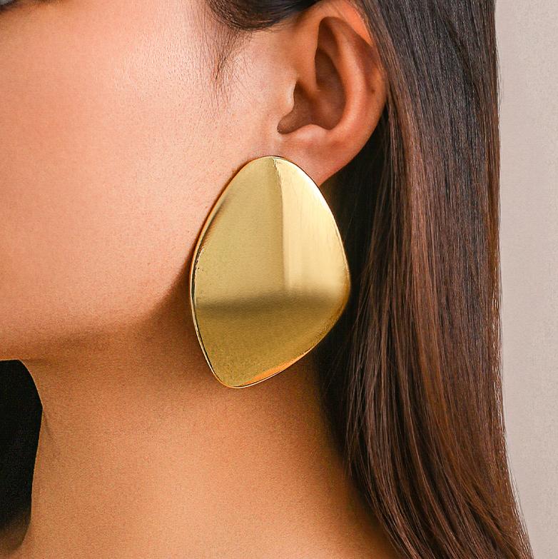 Ingemark Exaggerated Big Irregular Metal Stud Earrings for Women Trend 2026 Classic Gold Color Pierced Earring Steampunk Jewelry