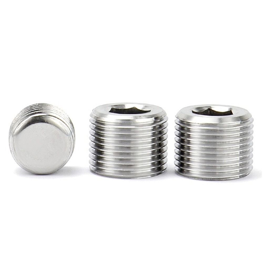 Silver Male Thread Hexagon Plug 304 Stainless Steel Tube Plug Sealing Pipe Port Hardware