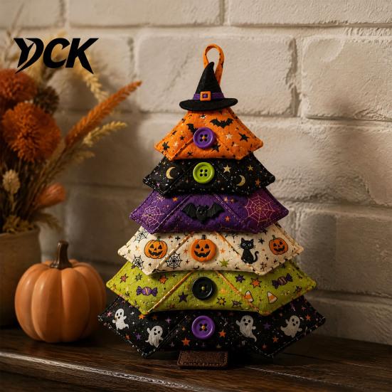 Quilting Crafts for Halloween DIY Quilted Fabric Tree Kit, Sewing Craft Decoration Adults Handmade Christmas Hanging Ornament Holiday Home Decor Step