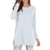 Women's Fall Long Sleeve Side Split Loose Blouses Casual Pullover Tunic Tops