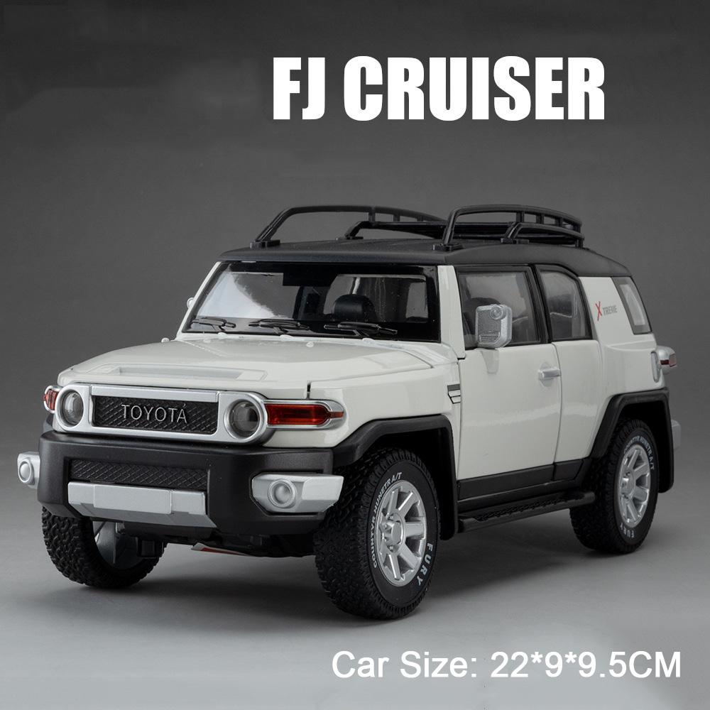 1:24 Prado FJ Cruiser Alloy Diecast Off Road Vehicle Model Toys Car Sound Light Pull Back Front Wheel Steering Festival Surprise