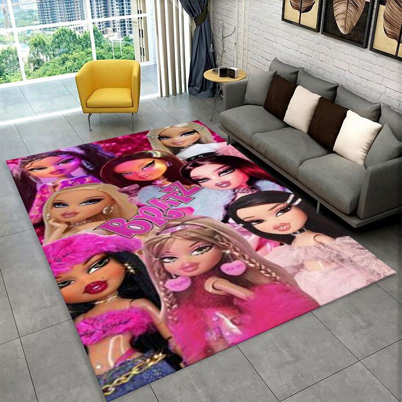 Bratz Doll Kawaii Girl Cartoon Carpet Rug for Playroom Bedroom Living Room Sofa Home Decor,kid Game Area Rug Non-slip Floor Mat