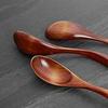 AOOSY 4-Piece 16cm Renge (Split Spoon) Wooden Spoon, Easy to Use, Lightweight, Natural Wood Lacquered Soup Spoon, Curved Handle, Ideal for Garlic, Mis