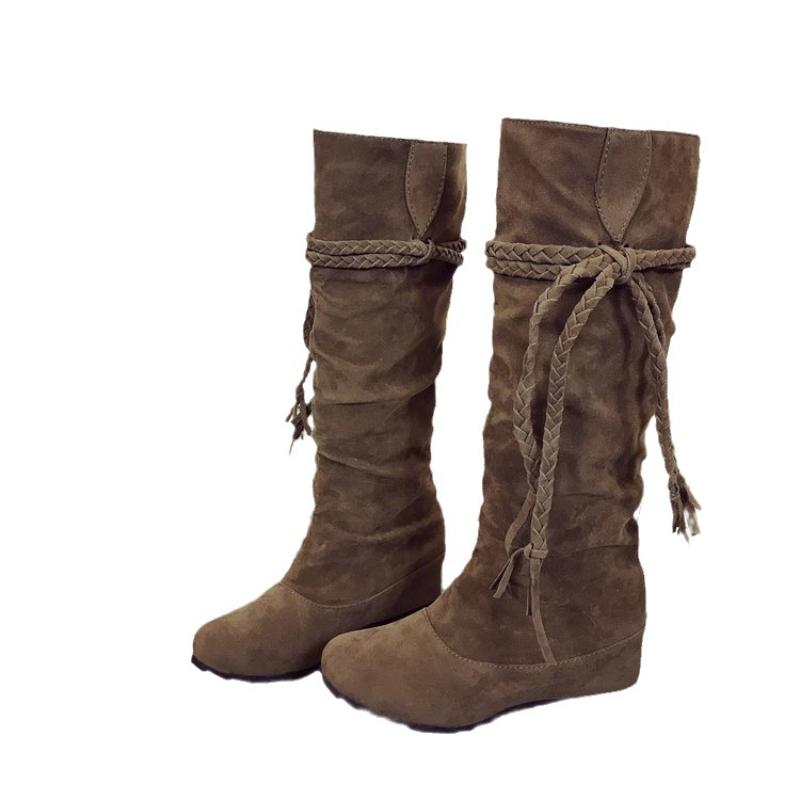 Zapatos Mujer женские весенне-зимние женские сапоги трендовые замшевые повседневные сапоги с кисточками женские сапоги длиной до колена женские сапоги Large43 Botas Mujer