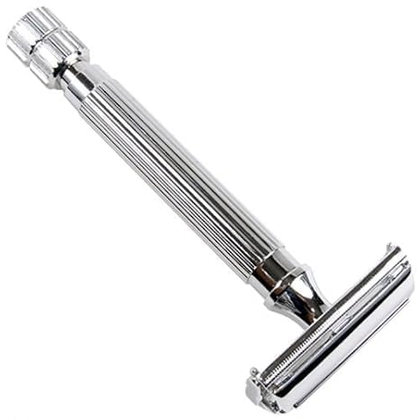 parker safety razor, model 82r, deluxe chrome plated heavyweight twist-to-open butterfly safety razor & 5 parker double edge blades