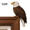 Artistic Feather Detail Bird Statue Wooden Door Topper Decor, Adorable Shape Corner Statue, Handcrafted Wood Decor Sign, Woodland Small Room