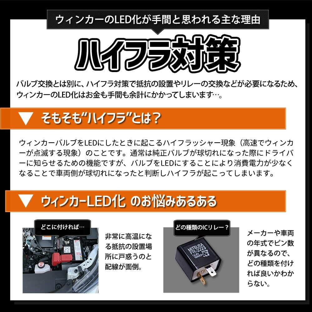 ВАШИ Светодиодная лампа указателя поворота для Toyota Noah серии 90 со встроенным резистором-проектором [2 шт.]