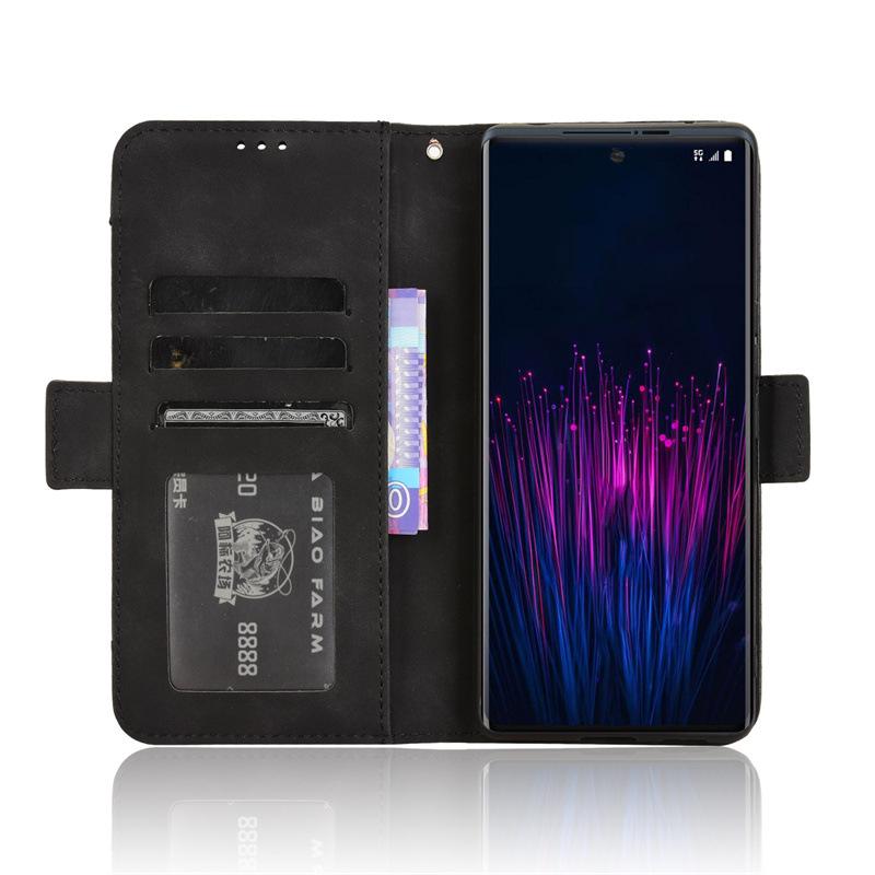 Кожаный флип-кейс для HTC U24 Pro 5G с отделениями для карт