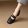 French Retro Mary Jane Shoes Women's Brown Autumn 2025 New Mid-heel Square Head Light Mouth Single Shoes