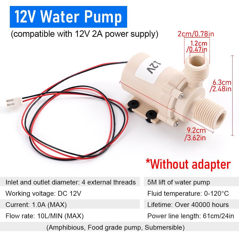 Солнечный бесщеточный водяной насос DC 12V/24V, 5M, высокое давление, погружной, для системы отопления/охлаждения, с циркуляционным бесщеточным двигателем