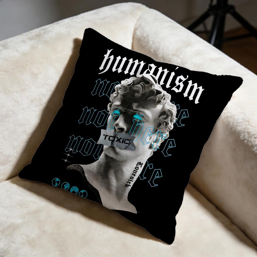 Creative Sculpture Painting Cushion Cover Soft Decorative Pillow Case Suitable for Bedroom Sofa Car Travel Use