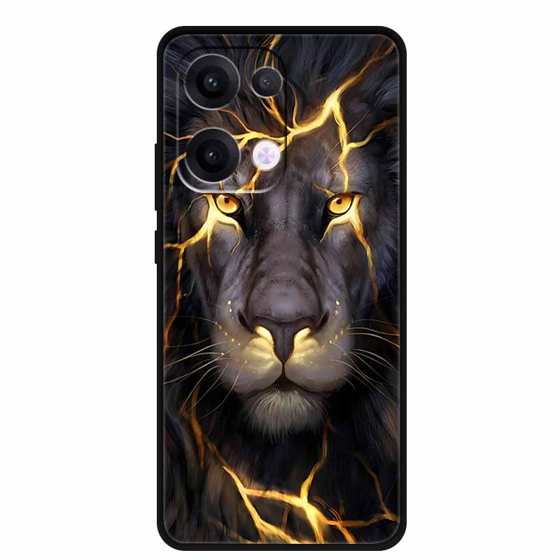 Чехол для Oppo Reno13 5G Мягкий ТПУ Милый Мультяшный Силиконовый Задний Чехол для Телефона Oppo Reno 13 Pro Чехлы Reno13Pro 13Pro 5G Черный Корпус
