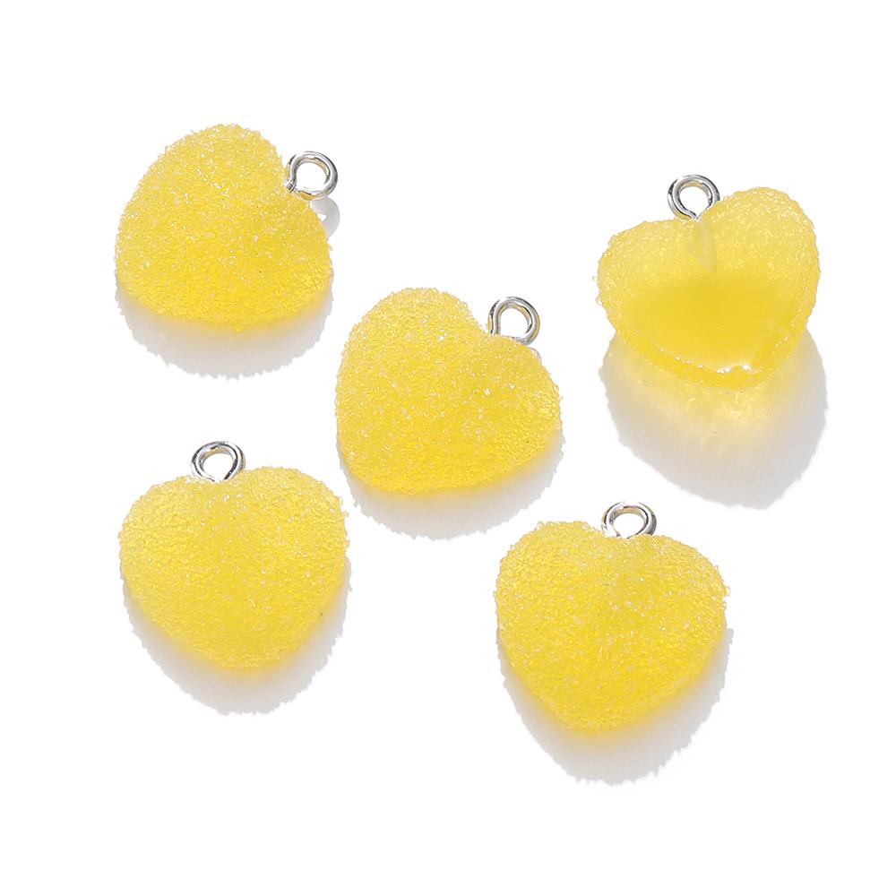 10pcs/lot Colorful Heart Shape Soft Candy Cute Charms Pendants For DIY Earrings Necklace Jewelry Accessories Findings