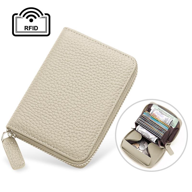 Rfid Card Holder 100% Genuine Leather Business Card Wallet Organ Card Bag Female Bag Japanese