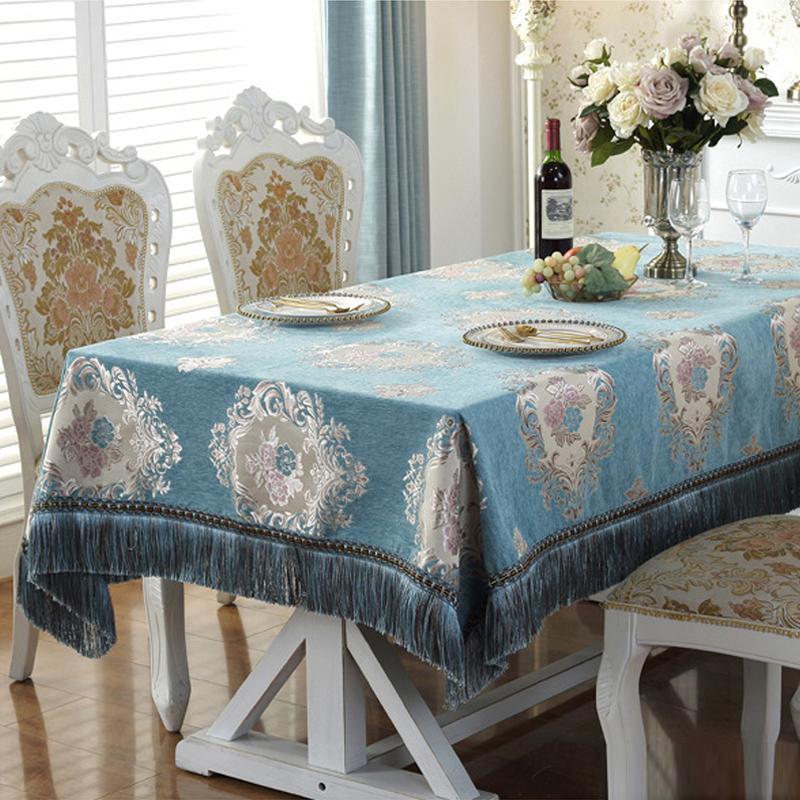 Утепленная европейская роскошная жаккардовая скатерть с кисточкой для свадьбы, дня рождения, круглого стола, скатерть для домашнего декора