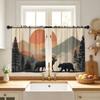 Botanical Print Short Curtain Kitchen Cafe Living Room Modern Minimalist Chinese Style Sheer Window Treatment