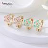 Новые Модные Серьги-Кольца из Латуни с Покрытием 14K Золотом, Цветок, Эмаль для Женщин, Капающее Масло, Серьги-Хугги, Украшение для Девичьей Вечеринки, Подарок
