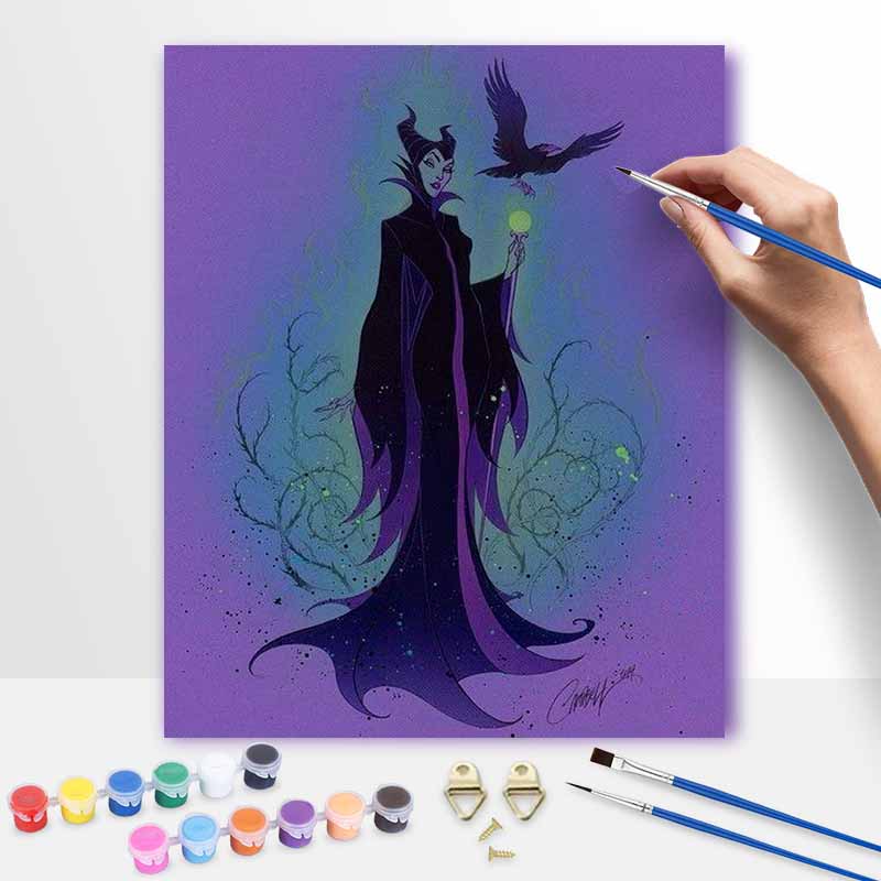 Disney Набор для рисования маслом «Малефисента» своими руками, Арт-набор для рисования, Декор для дома, Ручная работа, Подарок для поклонников классической темной сказки, Магическое произведение искусства