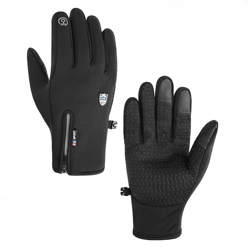 Мужские зимние велосипедные перчатки плюс бархатные утолщенные спортивные уличные теплые водонепроницаемые холодостойкие с сенсорным экраном для вождения электровелосипеда