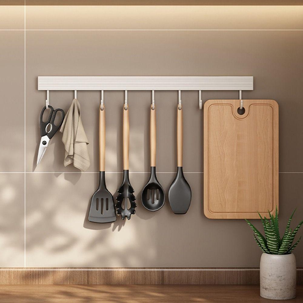 20/30/40/50cm Kitchen Utensils Rack Rail Kitchen Hook Rack Wall Hanging Rod Rack Kitchenware