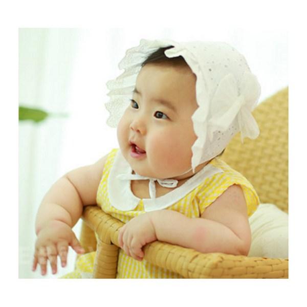 Чепчик Monsieur Unisex Paisel Ribbon, 46см, Белый, Популярная детская одежда в Корее