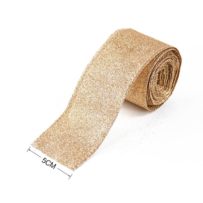 5 метров золотых лент цвета шампанского, рождественские поделки своими руками, банты, полиэстеровая лента, елочные украшения, новогодние подарки, упаковка