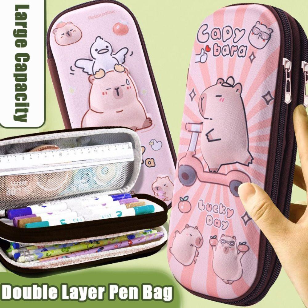 3D Capybara Pen Bag Large Capacity Pen Box Dirt-proof Pencil Case School Office