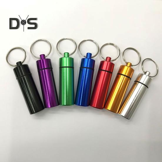 Брелок-подвеска, водонепроницаемый алюминиевый сплав, флакон для таблеток, герметичный секретный контейнер, держатель для путешествий на открытом воздухе с петлей для подвешивания
