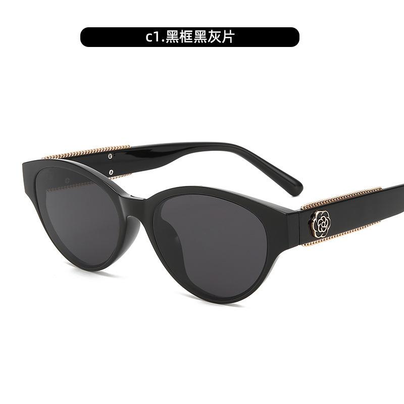 Премиальные овальные солнцезащитные очки женские винтажные солнцезащитные очки «кошачий глаз» с камелиями малый аромат солнцезащитные очки
